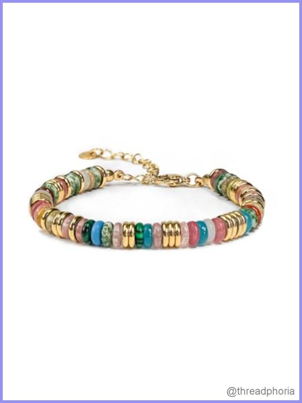 18K Gold Plated Stone Bangle Bracelet Set for Women Stackable Beaded Jewelry